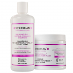 Kerargan - &Scaron;ampoon ja mask biotiini ja kollageeniga, et anda tugevust ja l&auml;iget - Kahjustatud juuksed - Ilma sulfaadita, parabeenita, silikoonita - 2x500 ml 1000 valge