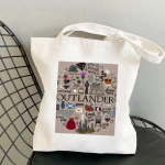 Shopper Outlander tegelased ikoonid kott Harajuku naiste ostukott L&otilde;uend Ostekott t&uuml;drukute k&auml;ekott Kandekott &Otilde;lakott naiste kott 24*26cm