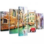 Viieosalise pildiga l&otilde;uendiprint Venice City Italy 100x70 roheline