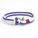 Navy style Camping Parachute cord Survival Anchor Bracelet Men Women with Black Stainless Steel Sport Bracelet Style F blue