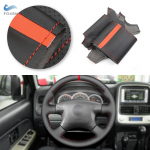 Car Steering Wheel Cover Leather Trim red bar For Nissan Almera N16 X-Trail T30 Primera P12 Terrano 2 Pathfinder Renault