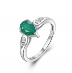 Lihtne klassikaline kuuptsirkoonist naturaalse rohelise ahhaatmoes&otilde;rmus naiste igap&auml;evaseks kandmiseks 925 h&otilde;beehted Us ring size 5# roheline