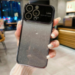 Gradient-Glitter Plating l&auml;bipaistev &uuml;mbris iPhone 15 Pro 15 Plus 15 14 13 12 11 Pro Max 7 8 Plus X XS XR suure akna objektiivi kaitse pehme TPU kate For iPhone 7 Plus must