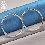 925 Sterling Silver Wave 40mm Hoop k&otilde;rvar&otilde;nga ehted