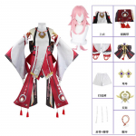 Yae Miko Cosplay kost&uuml;&uuml;m Anime Guuji Yae Deguisement Parukas Kleit Peokleit Halloweeni Kost&uuml;&uuml;mid Naistele L-(Full set+wig)