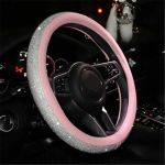 Motocovers auto roolikatted Bling Diamond AntiSlip Suede roolikatte universaalne kaitsekate 38cm roosa roosa