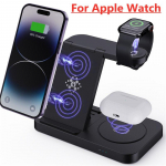 4-&uuml;hes juhtmevaba laadija alus iPhone'ile 15 14 13 12 Apple Watch Samsung S22 Ultra Note Galaxy Watch kokkupandav kiirlaadimisjaama dokk For Apple Watch must