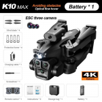 K10Max Mini Drone 8K Professionaalne kolme kaameraga lainurk-GPS neljasuunaline takistuste v&auml;ltimine 5G kaugjuhtimispult Quadcopter ECS m&auml;ngulennuk 8000M 1 battery must