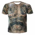 Seksikas moodne lihaste t&auml;toveering Loominguline hip-hop naljakas sitke mees, suvine meeste kaelusega l&uuml;hikeste varrukatega T-s&auml;rk Top 3D Harajuku print 6XL
