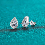 Moissanite 1CT 925 Sterling h&otilde;bedast k&otilde;rvar&otilde;ngad 18K valge kullaga kaetud pirni kujuga hiilgav l&otilde;igatud l&auml;ikivad k&otilde;rvar&otilde;ngad k&otilde;rged ehted 1 ct total 2 ct