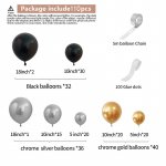 110 tk Chrome Silver Gold Balloons Arch Kit Black Balloon Garland Pulma S&uuml;nnip&auml;ev J&otilde;ulupeo Sisustus Lastele Beebi du&scaron;i kaunistused
