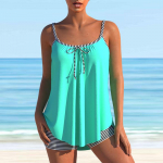 Naiste &otilde;lapaeltega ujumistrikoo Pure Blue Print Bikini Tankini ujumistrikoo 2XL