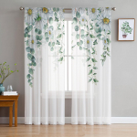 Eukal&uuml;ptilehed Daisy Lille Taim T&uuml;ll Aknakardin L&auml;bipaistvad Valances Kardinad Elutoa Kodukaunistuse Drape Panel 135W x 114H(cm)