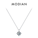 MODIAN 925 Sterling Silver klassikaline &uuml;mmargune 1CT k&otilde;rge kvaliteediga tsirkooniumoksiidist ripatsiga kaelakeed naistele pulmadeks luksuslikud peened ehted h&otilde;be