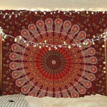 BLESS INTERNATIONAL India hipi Bohemian Psychedelic Mandala Seinale riputatav voodipesu vaip Poster kollane/vaarika