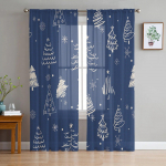 J&otilde;uluminimalistlikud lumehelbed Magamistuba l&auml;bipaistvad l&auml;bipaistvad kardinad P&uuml;hadekaunistused Aken Voile t&uuml;llkardin 135W x 114H(cm)