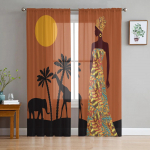 Must naine Aafrika looma t&uuml;llkardinad elutuppa magamistuppa l&auml;bipaistev kardin r&otilde;dusaali jaoks Mood tr&uuml;kitud kodu kardinad 135W x 114H(cm)