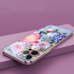 N48 Lillepojengi vaas Kuldkattega servaga pehme TPU telefoni&uuml;mbris iPhone 15 14 13 Pro Max 7 8 Plus Xiaomi 13T Redmi Note 12S p&otilde;rutuskindel tagakaas for iPhone 11