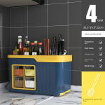 K&ouml;&ouml;gi hoiukarbi kombineeritud komplekt Multifunktsionaalne v&uuml;rtsikarbi plastikust noariiuli hoiukarbi riiul 4Grid kollane