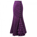 Naiste punk stiilis retro merineitsi seelik Vintage Long Bodycon Ruffle Fishtail seelik XL punane