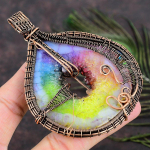 Natural Rainbow Solar Quartz Gemstone Copper Wire Wrap Gift Pendant 3.78 e7i17