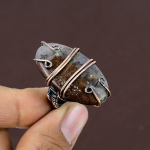 Natural Imperial Jasper Gemstone Handmade Copper Wire Wrap Ring Size 5 a4u67
