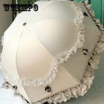 Lolita Umbrella P&auml;ikesevarju UV-kaitse Vihmavari Kokkupandav Armas Pitsiline P&auml;ikesekaitse Silmade kaitse 25cm beež