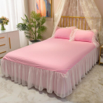 Lihtne puuvillane pestud puuvill puhas valge &scaron;ifoonist Lotus Leaf pitsist voodi seelik Pure Cotton Princess stiilis voodikate 1,5/1,8 M 120cmx200cm