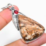 Natural Wild Horse, Garnet Gemstone 925 Sterling Silver Pendant 2.56 f5f01