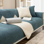 Puuvillane linane diivanipadi kogu hooaja universaalne libisemisvastane padi Lihtne kaasaegne linane diivanikate seljatoe k&auml;ter&auml;tiku kate 70*70cm roheline