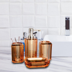 4 tk vannitarviku seebi dosaator, l&auml;bipaistev vedelikupudel, tualett Light Brown