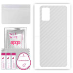 apgo Protective Skin Sticker for the back compatible with Samsung Galaxy F02s, Wrap Film, Foil, Vinyl - Pattern Transparent Carbon