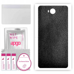 apgo Protective Skin Sticker for the back compatible with Cubot A5, Wrap Film, Foil, Vinyl - Pattern Black Leather