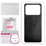 apgo Protective Skin Sticker for the back compatible with Xiaomi Mi 11 Ultra, Wrap Film, Foil, Vinyl - Pattern Black Leather