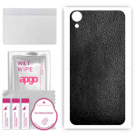apgo Protective Skin Sticker for the back compatible with HTC Desire 820, Wrap Film, Foil, Vinyl - Pattern Black Leather