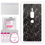 apgo Protective Skin Sticker for the back compatible with Sony Xperia XZ2 Premium, Wrap Film, Foil, Vinyl - Pattern Carbon Black Pixel