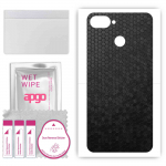 apgo Protective Skin Sticker for the back compatible with Kruger&Matz Flow 6S, Wrap Film, Foil, Vinyl - Pattern Black Honeycomb