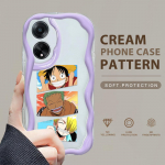 Armas koomiksimustriga kreemjas tekstuuriga korpus, lainelise servaga pehme silikoonkaanega telefoni&uuml;mbris OPPO Reno Realme jaoks OPPO A15 valge