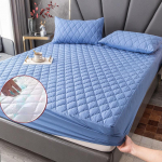 Voodikate Harjatud riidest tepitud madratsikaitse Veekindel kattemadrats lestavastasele voodikattemadratsile 2PC Pillowcase sinine