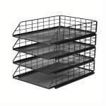 1 komplekti 4 korrust virnastatav kirjasalve paberihoidja, metallist lauaorganiseerija alus Letter/A4 paberi hoidmiseks, sobib kontorisse, kooli, koju 1set 4 Floors must