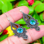 Swiss Blue Topaz Gemstone Handmade 925 Sterling Silver Gift Earring 2.09 a8s35