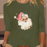 Topid naistele Humoorikas j&otilde;uluvana prindiga &uuml;mmarguse kaelusega pikkade varrukatega T-s&auml;rk S&uuml;gisel vabaaja &otilde;huke s&auml;rk, naiste pikkade varrukatega top XS must