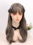 Lolita pikk sirge sinine puidust hallid juuksepaelaga s&uuml;nteetiline parukas 24inch