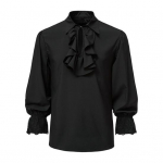 Meeste S&auml;rk Seisu Kaelus Rev&auml;&auml;riga Pitsiline Pikkade Varrukatega Pullover Steampunk Retro Keskaegne Cosplay Halloween Kost&uuml;&uuml;mid Gooti renessanss Top L must