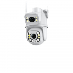 8MP 4K WIFI Kaamera V&auml;ljas Kahe Objektiiviga PTZ IP-kaamera 30M &Ouml;ise N&auml;gemisega CCTV J&auml;relevalvekaamera Heli Automaatne J&auml;lgimine ICSEE 4MP NO SD Card