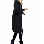 Sametine pikk kapuuts Naiste &uuml;lisuur avar kapuutsiga kardigan pikkade varrukatega soe t&otilde;mblukuga jakk &Uuml;hev&auml;rviline vabaaja mantel S&uuml;gis S must