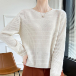 Naiste ka&scaron;miirist sviiter Qinghe ka&scaron;miir 30% ka&scaron;miir 70% vill s&uuml;gis-talvine ka&scaron;miir pullover pehme ja soe L valge