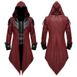 Cosplay keskaegne mees t&auml;navariided kapuutsiga jakid &uuml;ler&otilde;ivaste kost&uuml;&uuml;m Edward Assassins Creed XXXXL punane