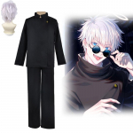 Anime Jujutsu Kaisen Gojo Satoru Cosplay Kost&uuml;&uuml;m Keskkooli vormiriietus Parukas Kost&uuml;&uuml;m Halloweeni Kost&uuml;&uuml;m meestele t&auml;iskasvanutele L-(Costume+Wig)
