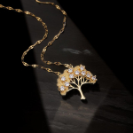 Lihtne titaanist terasest v&auml;rvi tsirkoonist elupuu esmaklassiline kaelakee naiste ripats rangluu keti tarvikud